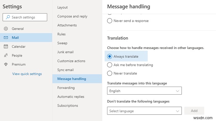 Cách tự động dịch Email trong Outlook.com