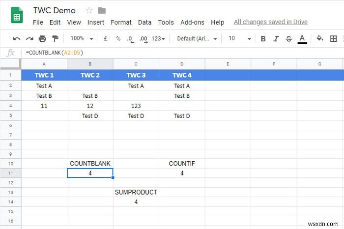 Cách đếm các ô trống hoặc ô trống trong Excel và Google Trang tính 