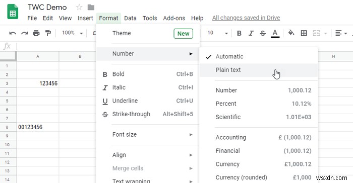 Cách thêm số 0 vào trước số trong Excel và Google Trang tính 