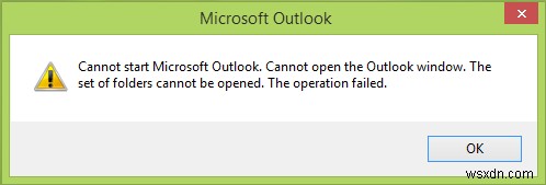 Không thể khởi động Microsoft Outlook, Không thể mở cửa sổ Outlook 