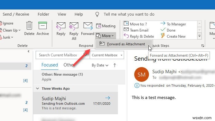 Cách chuyển tiếp email dưới dạng tệp đính kèm từ Outlook 