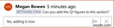 Cách sử dụng @mention để gắn thẻ ai đó trong các nhận xét ứng dụng Office 365 để nhận phản hồi 
