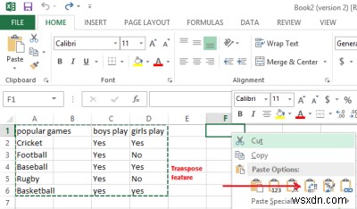 Tính năng chuyển đổi trong Excel:Chuyển đổi dữ liệu hàng ngang thành trang tính kiểu cột dọc 