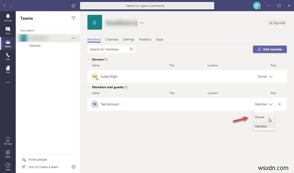 Cách chuyển đổi Vai trò thành viên và xóa Thành viên trong Microsoft Teams 