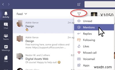 Cách lọc Nguồn cấp dữ liệu hoạt động của bạn trong Microsoft Teams 