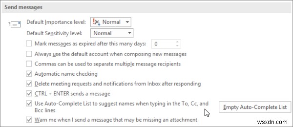 Cách xóa các ID email cũ khỏi danh sách tự động hoàn thành trong Outlook 