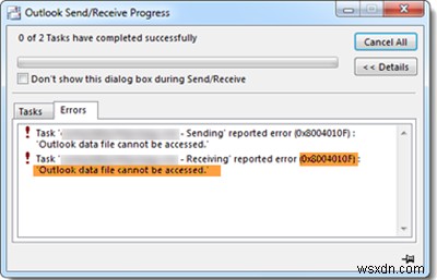 Lỗi 0x8004010F, không thể truy cập tệp dữ liệu Outlook 