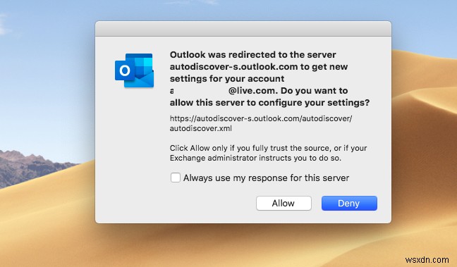 Cách loại bỏ cảnh báo Chuyển hướng Tự động Khám phá trong Outlook cho Mac 