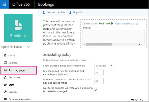 Cách kết nối Microsoft Bookings và Trang Facebook 