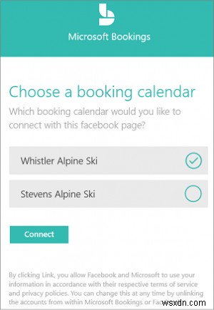 Cách kết nối Microsoft Bookings và Trang Facebook 