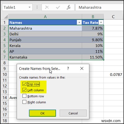 Cách xác định, sử dụng và xóa tên trong công thức Excel 