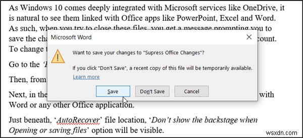 Khôi phục hộp thoại ‘Lưu dưới dạng’ cũ cho các ứng dụng Office 365 trên Windows 10 