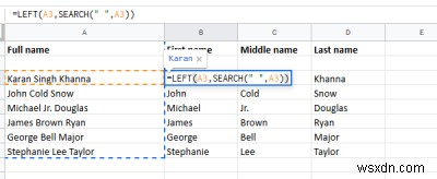 Cách tách Họ và Tên trong Excel 