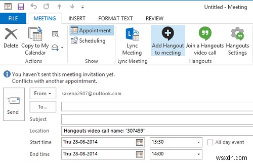 Tiện ích bổ sung Google Meet cho Microsoft Outlook 