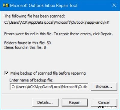 Sửa chữa các tệp dữ liệu cá nhân Outlook PST &OST bị hỏng bằng Công cụ sửa chữa hộp thư đến, v.v. 