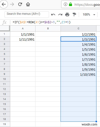 Cách trích xuất &liệt kê tất cả các ngày giữa hai ngày trong Excel 