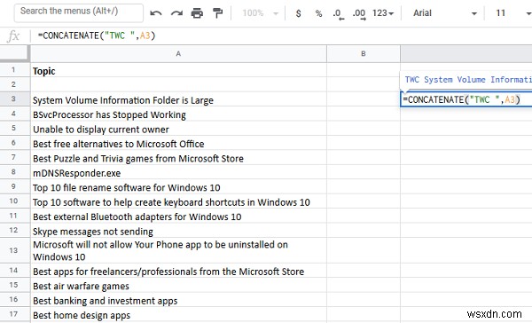 Cách thêm tiền tố hoặc hậu tố vào một dải ô trong Excel 