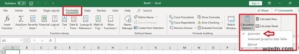 Công thức Microsoft Excel không tự động cập nhật 