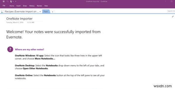 Di chuyển ghi chú từ EverNote sang OneNote bằng Công cụ nhập OneNote 