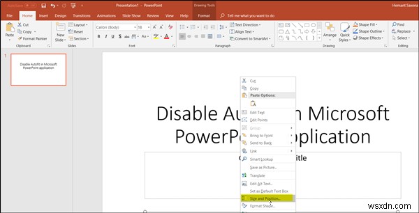 Cách tắt tính năng thay đổi kích thước văn bản tự động Autofit trong PowerPoint 