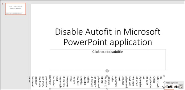 Cách tắt tính năng thay đổi kích thước văn bản tự động Autofit trong PowerPoint 