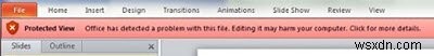 Microsoft Office đã phát hiện sự cố với tệp này 