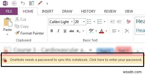 OneNote cần mật khẩu để đồng bộ hóa sổ tay này, mã lỗi 0x803d0005 