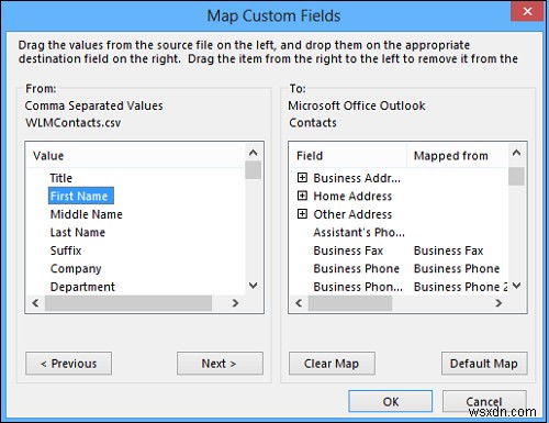 Cách nhập Danh bạ từ Ứng dụng Mọi người sang Microsoft Outlook 
