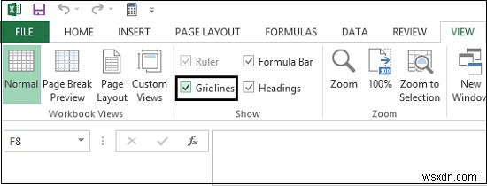 Cách ẩn Gridlines trong Microsoft Excel 