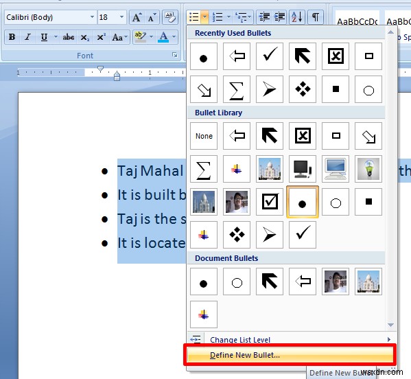 Cách sử dụng Ảnh làm Dấu đầu dòng trong Microsoft Word