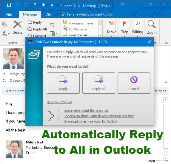 Tự động trả lời tất cả trong Outlook bằng Plugin Reply All Reminder