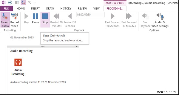 Cách ghi âm thanh hoặc video bằng OneNote