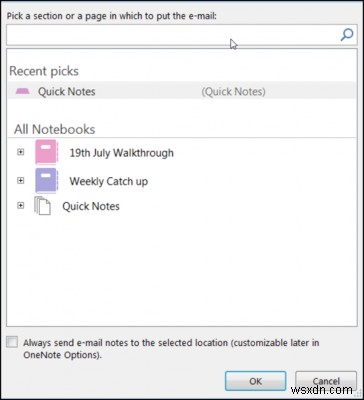 Sử dụng OneNote để ghi chú trong cuộc họp Outlook đã lên lịch hoặc Skype for Business 