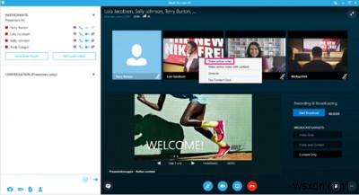 Cách quản lý sự kiện phát sóng cuộc họp Skype 