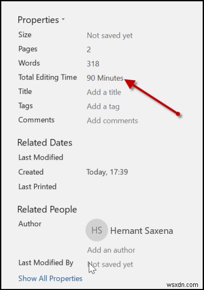 Cách theo dõi Tổng thời gian chỉnh sửa dành cho tài liệu Microsoft Word 