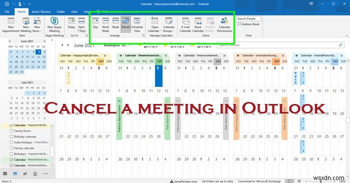 Cách hủy cuộc họp trong Lịch Outlook 