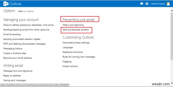 Cách chặn thư rác, thư rác và thư không mong muốn trong Outlook.com 