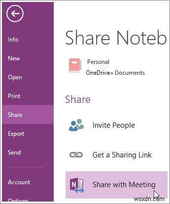 Cách chia sẻ sổ ghi chép OneNote trong cuộc họp 