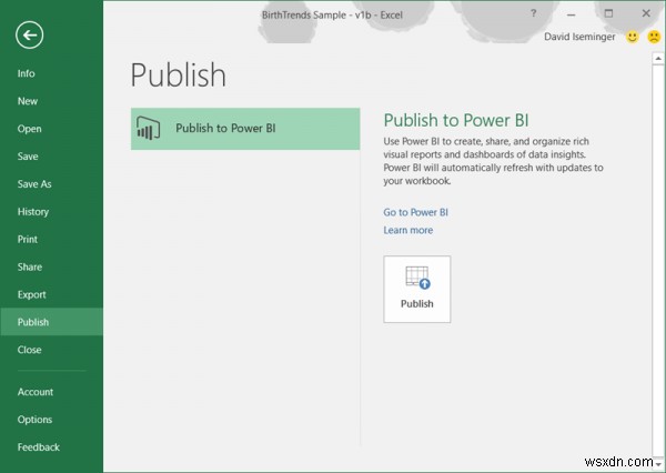 Cách chia sẻ Thông tin chi tiết về Excel với Power BI Publisher for Excel 