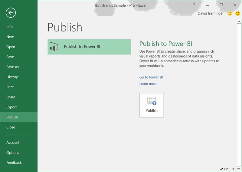 Cách chia sẻ Thông tin chi tiết về Excel với Power BI Publisher for Excel 