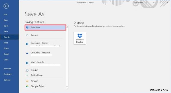 Thêm Dropbox, Google Drive và Box làm Microsoft Office trực tuyến Lưu vị trí 