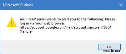 Outlook cho biết Vui lòng đăng nhập qua trình duyệt web của bạn để truy cập Gmail 