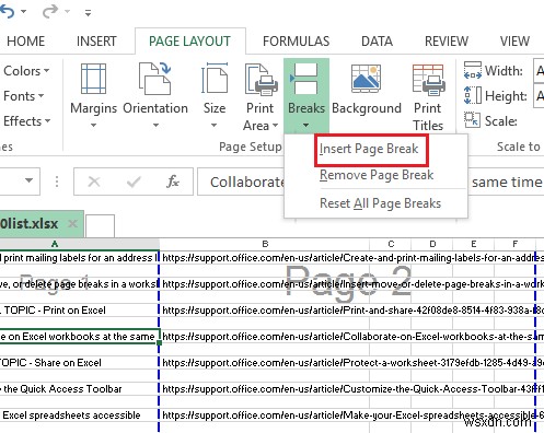 Cách Chèn, Di chuyển hoặc Xóa Dấu ngắt Trang trong Trang tính Excel 