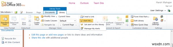 Cách thêm cảnh báo cho Tài liệu, Trang Trang web, Thư mục trong Office 365 