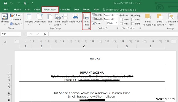 Cách chọn Hàng hoặc Cột làm Tiêu đề In của Báo cáo Microsoft Excel 
