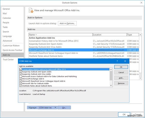 Cách bật, tắt hoặc xóa phần bổ trợ Microsoft Outlook 