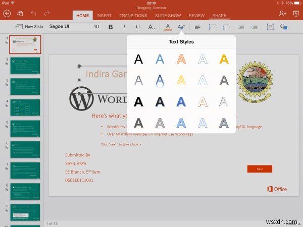 Đánh giá về Microsoft Office cho iPad 