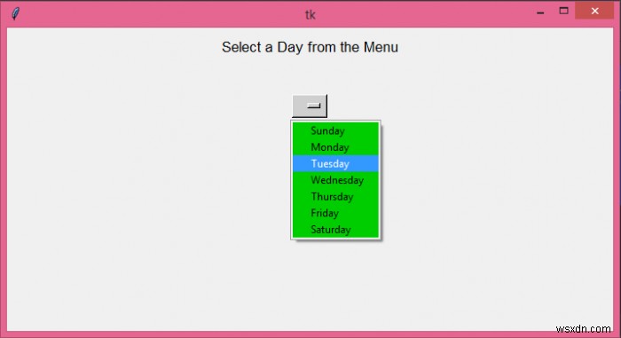 Làm cách nào để thay đổi màu nền menu của tiện ích Tkinter s OptionMenu? 