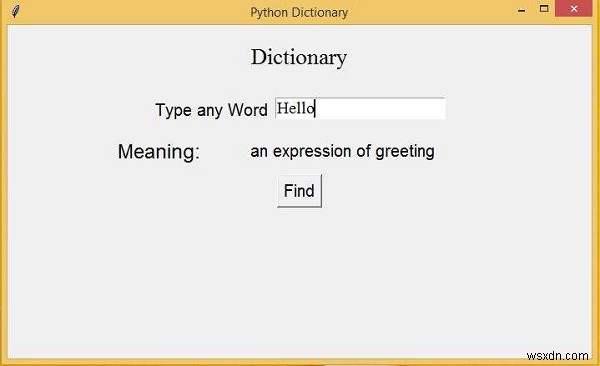 Từ điển Word sử dụng Python Tkinter 