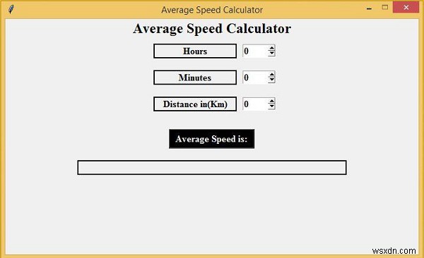 Máy tính tốc độ trung bình sử dụng Tkinter 